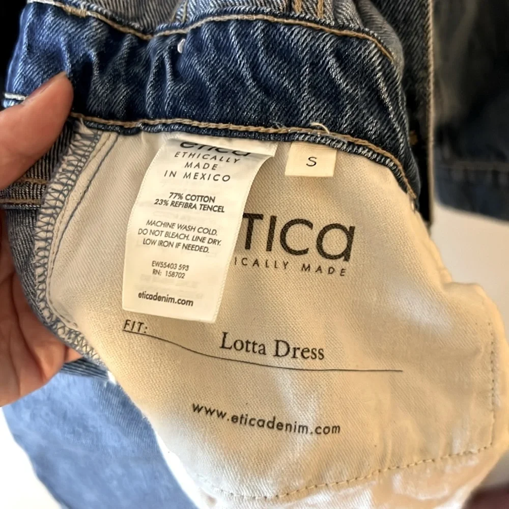 Etica Lotta Denim Dress. New with tags. Size Small dark denim color - Picture 8 of 10